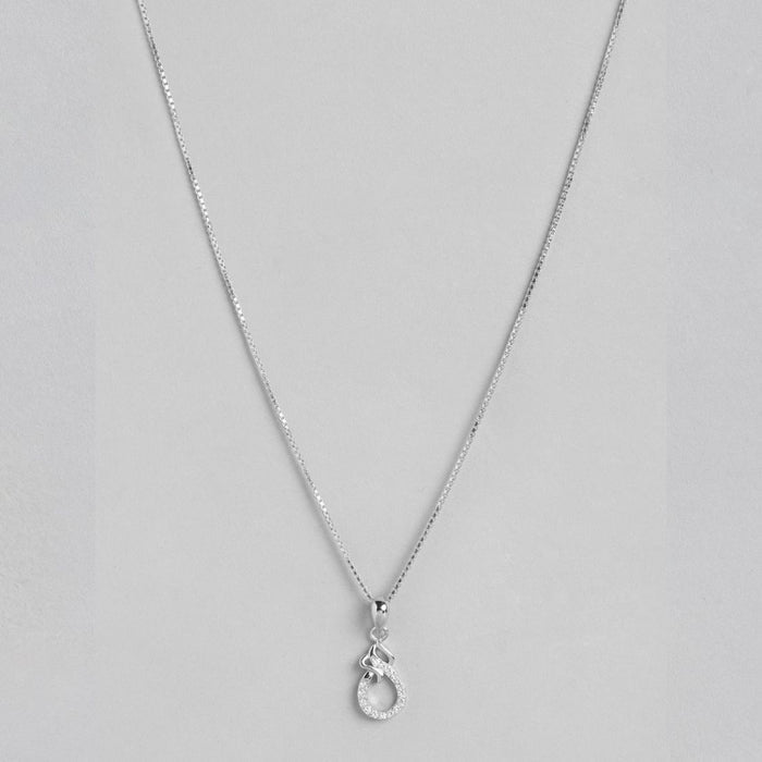 Embraced Eternal Sparkle Rhodium Plated 925 Sterling Silver Pendant with Chain