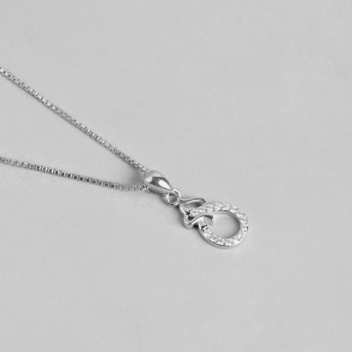 Embraced Eternal Sparkle Rhodium Plated 925 Sterling Silver Pendant with Chain