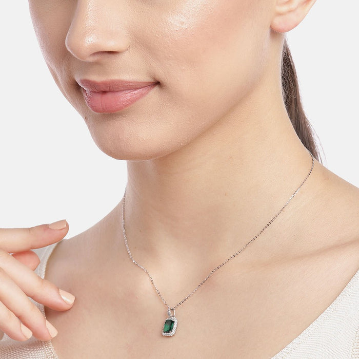 Emerald CZ 925 Sterling Silver Necklace