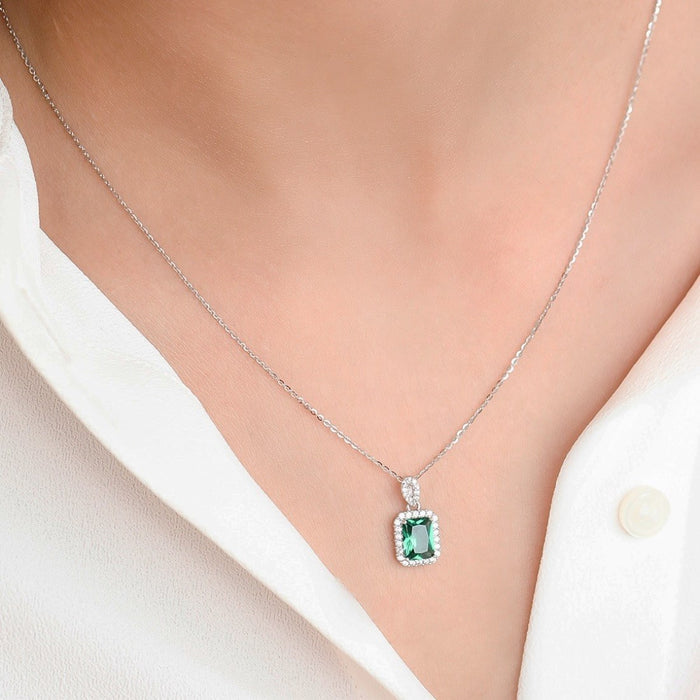 Emerald CZ 925 Sterling Silver Necklace