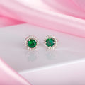 Emerald Elegance 925 Sterling Silver Green Cubic Zirconia Stud Earrings