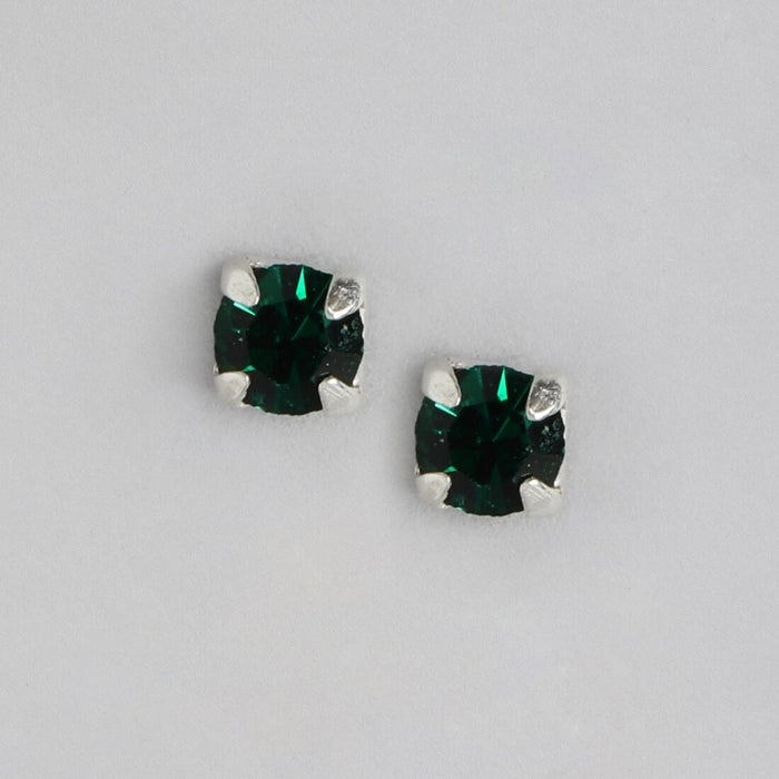 Emerald Elegance 925 Sterling Silver Stud Earrings