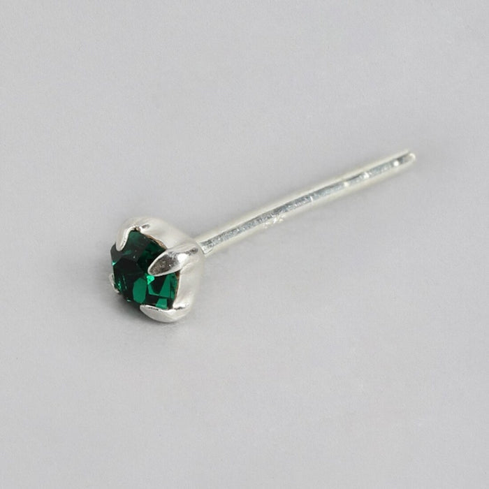 Emerald Elegance 925 Sterling Silver Stud Earrings