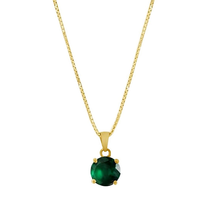 Emerald Green Solitaire Gold Plated 925 SIlver Jewellery Set