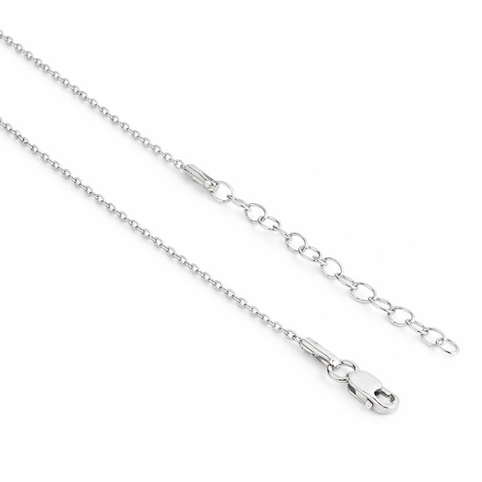 Emerald Radiance CZ Rhodium Plated 925 Sterling Silver Pendant with Link Chain