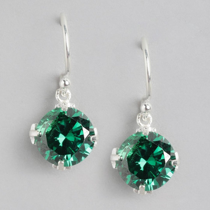 Emerald Radiance Rhodium Plated 925 Sterling Silver Circle Earrings