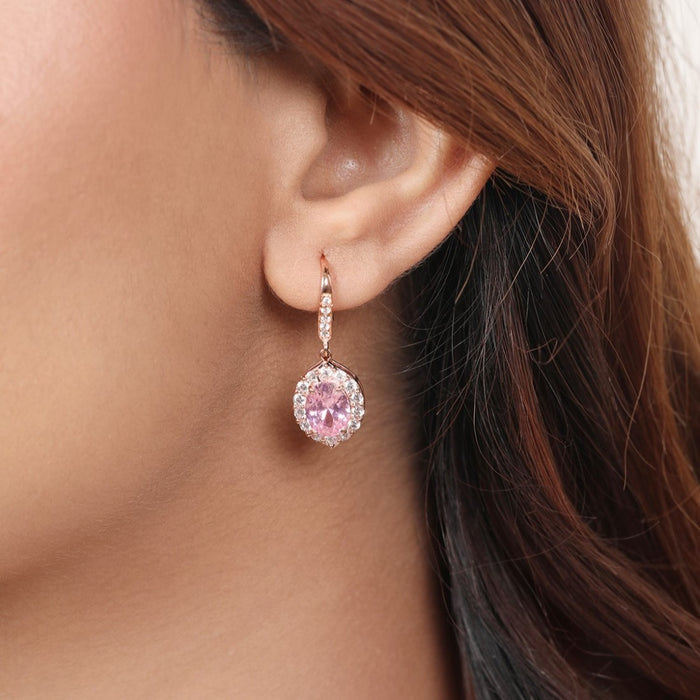 Enchanted Blossoms Colored CZ Rose Gold-Plated 925 Sterling Silver Drop Earrings