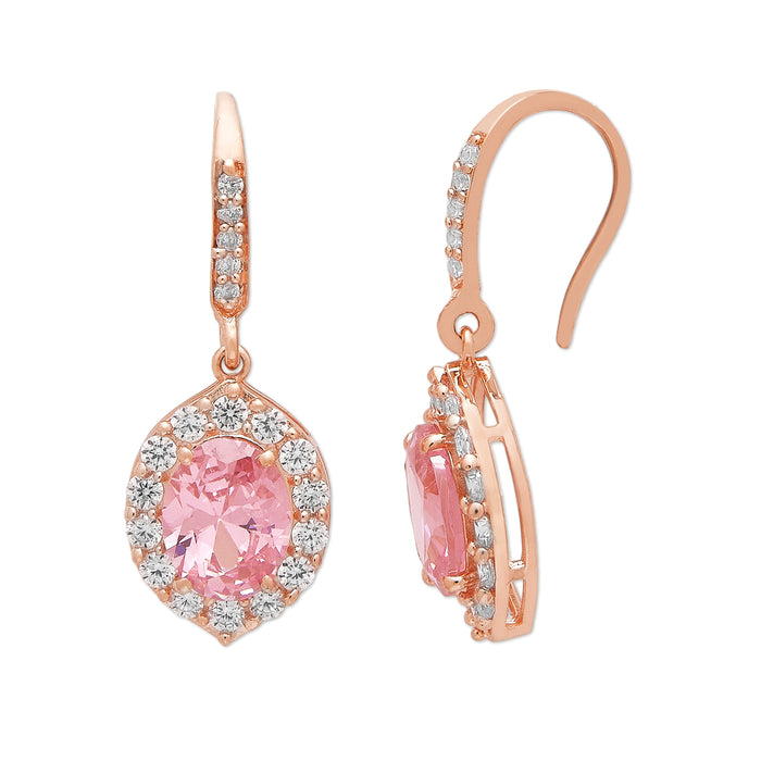 Enchanted Blossoms Colored CZ Rose Gold-Plated 925 Sterling Silver Drop Earrings