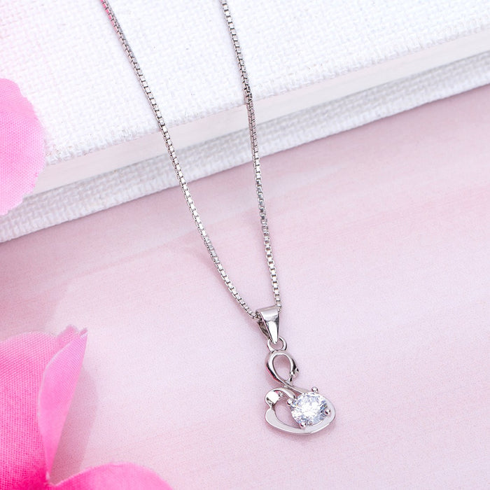 Enchanted Cubic Zirconia Rhodium Plated 925 Sterling Silver Pendant with Chain