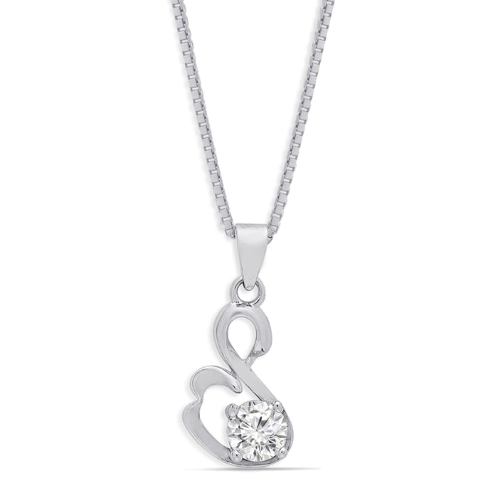 Enchanted Cubic Zirconia Rhodium Plated 925 Sterling Silver Pendant with Chain