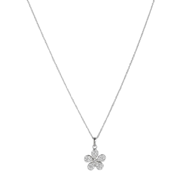 Enchanted CZ Blooms 925 Sterling Silver Flower Pendant with Chain
