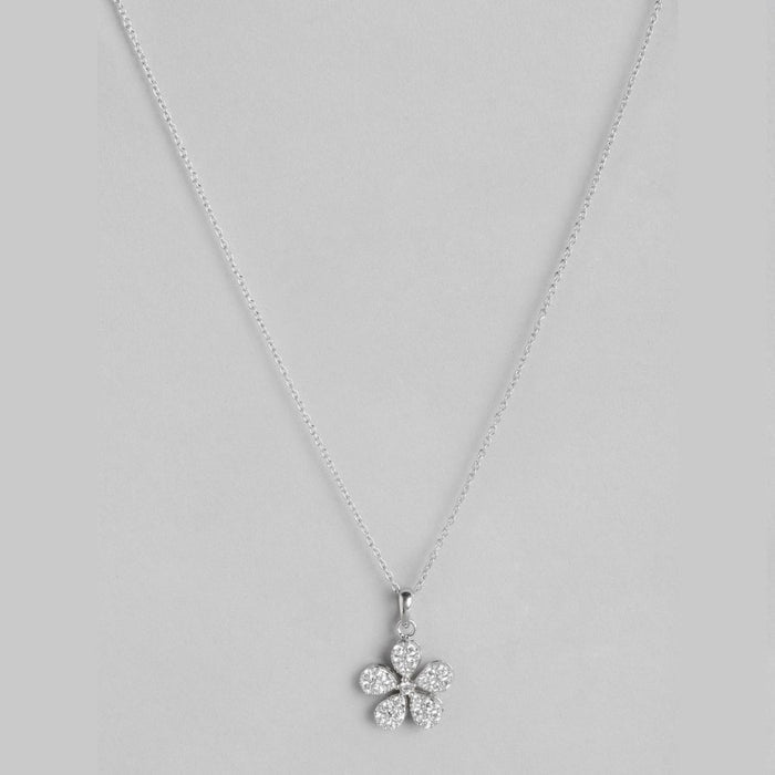 Enchanted CZ Blooms 925 Sterling Silver Flower Pendant with Chain