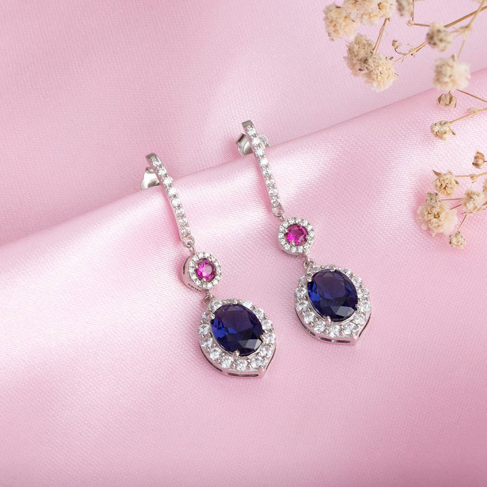 Enchanted Dazzle Rhodium-Plated 925 Sterling Silver Drop Earrings