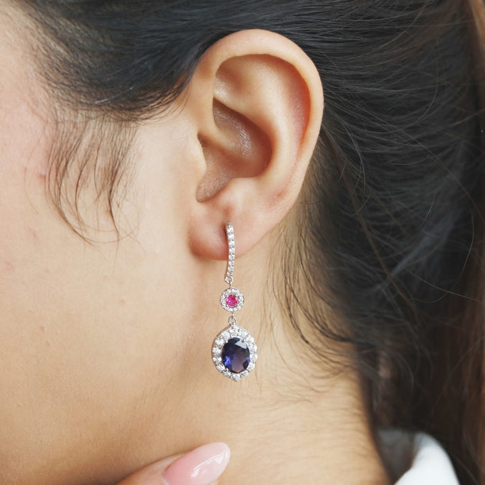 Enchanted Dazzle Rhodium-Plated 925 Sterling Silver Drop Earrings