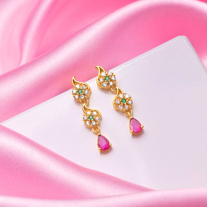 Enchanted Forest Gold Plated Drop 925 Sterling Silver Earrings
