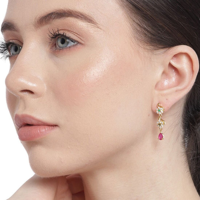 Enchanted Forest Gold Plated Drop 925 Sterling Silver Earrings