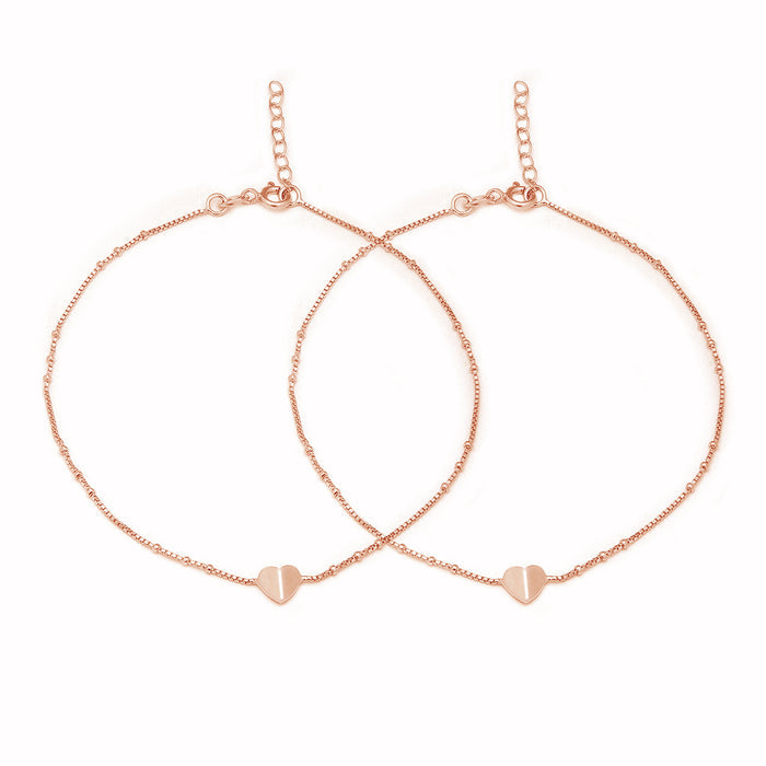Enchanted Heartbeat Rose Gold-Plated 925 Sterling Silver Chain Anklet