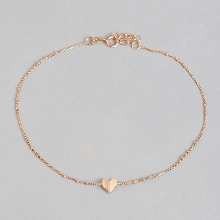 Enchanted Heartbeat Rose Gold-Plated 925 Sterling Silver Chain Anklet