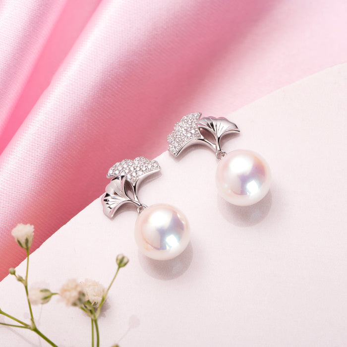 Enchanted Leaf 925 Sterling Silver Rhodium-Plated Leaf Earrings