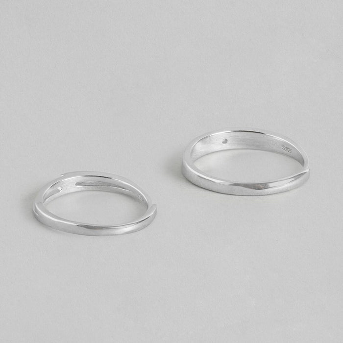 Enchanted Love Rhodium-Plated 925 Sterling Silver Couple Ring with Cubic Zirconia (Adjustable)