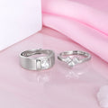 Enchanted Union Rhodium-Plated 925 Sterling Silver Solitaire Couple Ring (Adjustable)