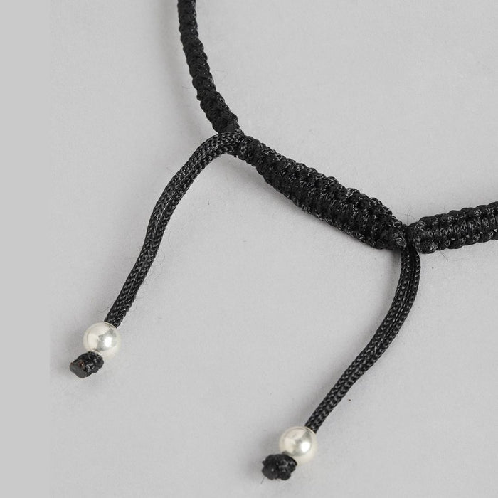 Enchanting Elegance 925 Sterling Silver Green Cubic Zirconia Anklet with Black Thread