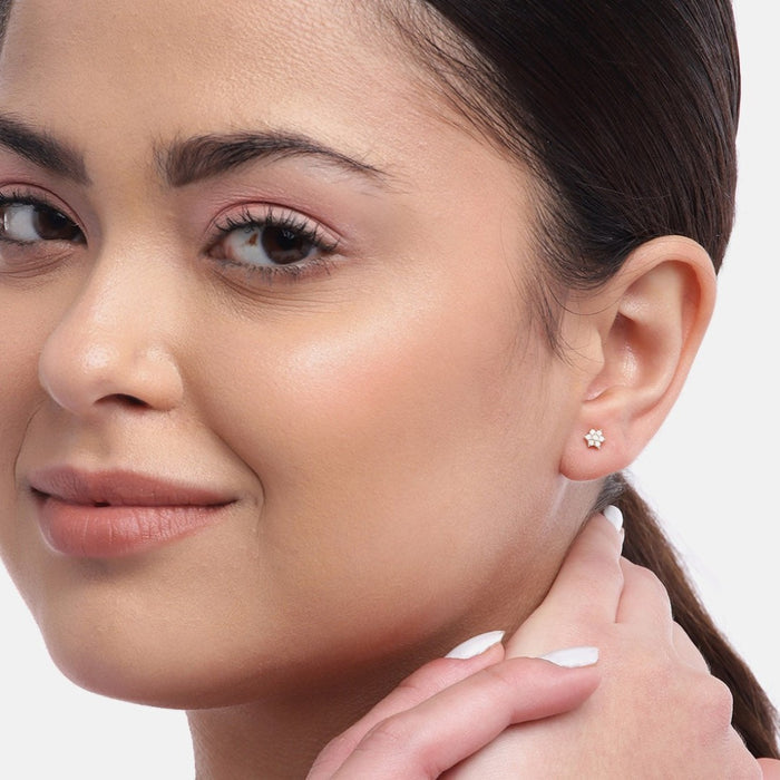 Enchanting Floral 925 Sterling Silver Earring in Gold Plating