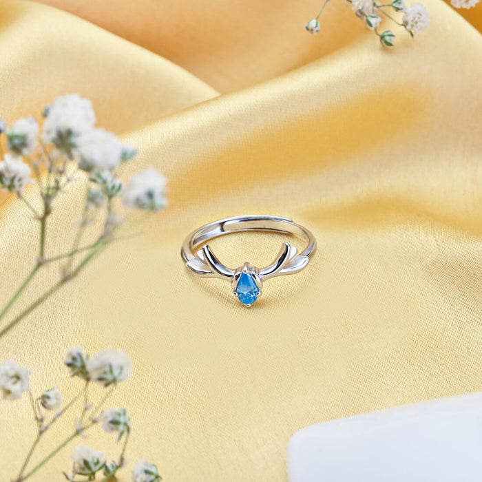 Enchanting Forest Deer Pattern Adjustable 925 Sterling Silver Female Ring (Adjustable)