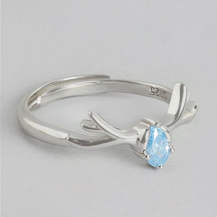 Enchanting Forest Deer Pattern Adjustable 925 Sterling Silver Female Ring (Adjustable)