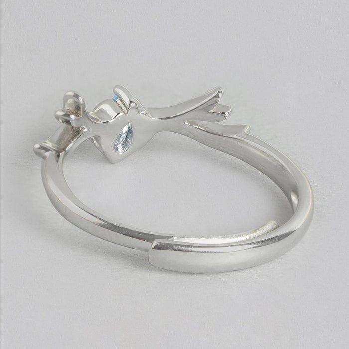 Enchanting Forest Deer Pattern Adjustable 925 Sterling Silver Female Ring (Adjustable)