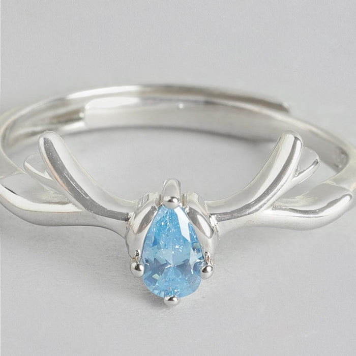 Enchanting Forest Deer Pattern Adjustable 925 Sterling Silver Female Ring (Adjustable)