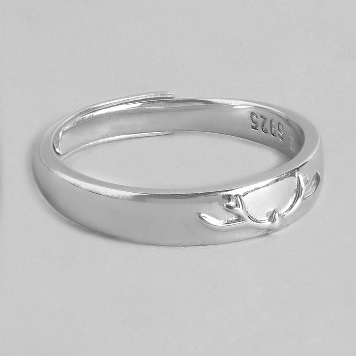 Enchanting Forest Deer Pattern Adjustable 925 Sterling Silver Ring for Him (Adjustable)