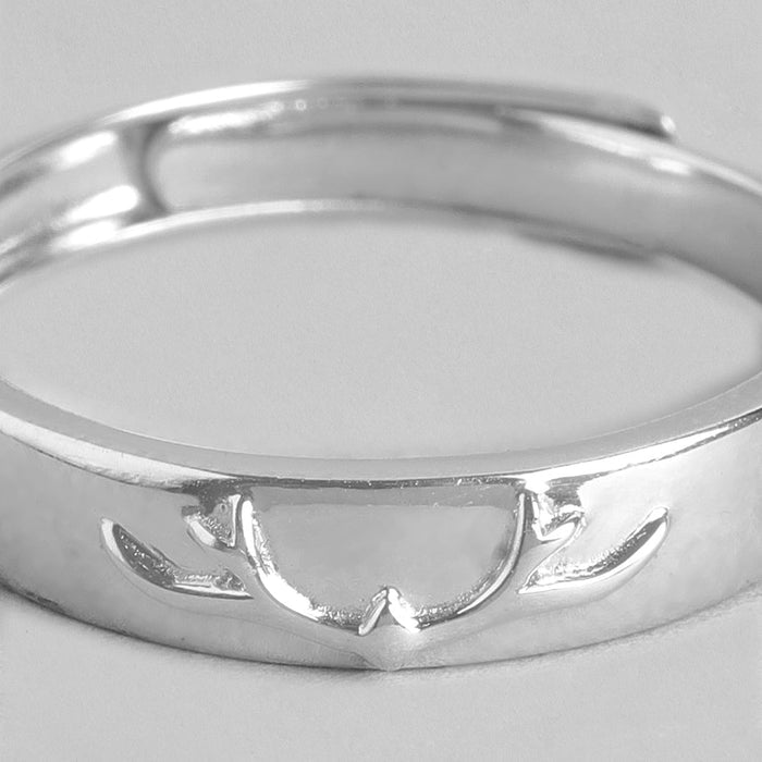 Enchanting Forest Deer Pattern Adjustable 925 Sterling Silver Ring for Him (Adjustable)