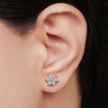 Enchanting Nakshatra Floral Rhodium Plated 925 Silver Stud Earrings