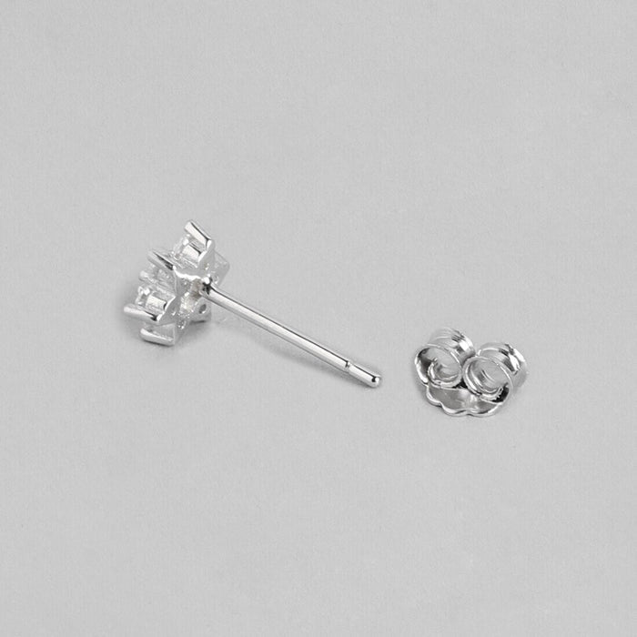 Enchanting Nakshatra Floral Rhodium Plated 925 Silver Stud Earrings