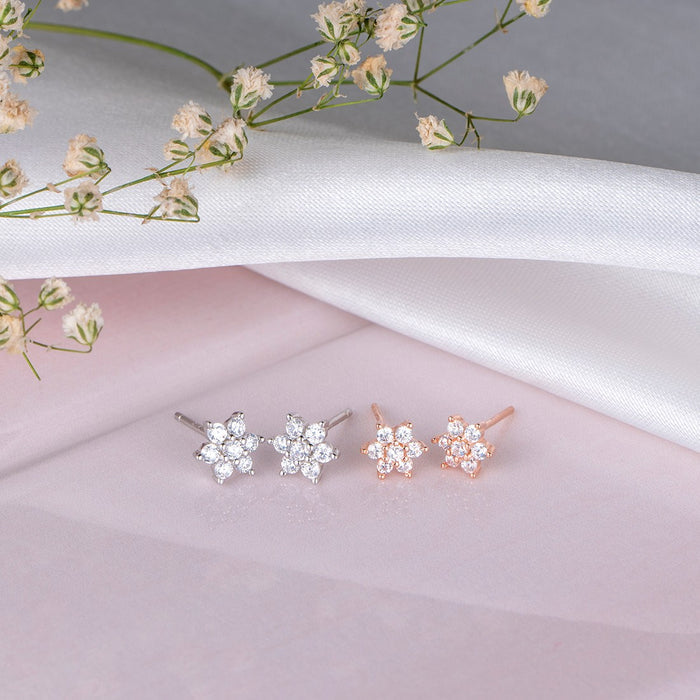 Enchanting Nakshatra Floral Silver Earring Combo