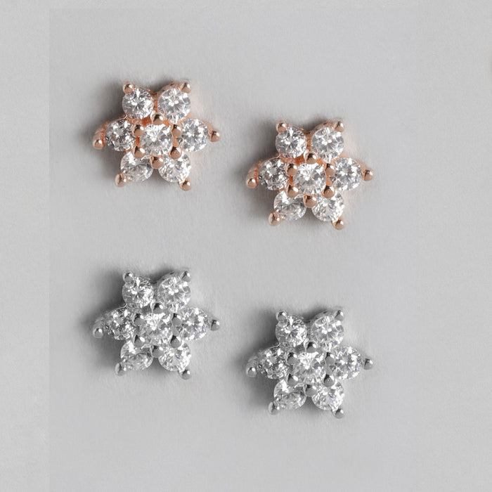 Enchanting Nakshatra Floral Silver Earring Combo
