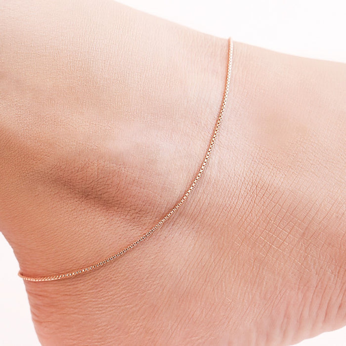 Enchanting Rose Gold Plated 925 Sterling Silver Box Chain Anklet