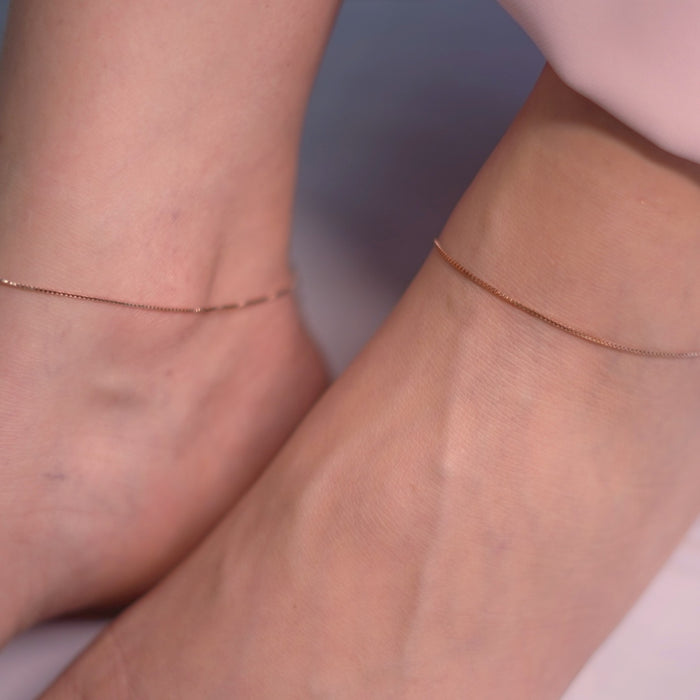 Enchanting Rose Gold Plated 925 Sterling Silver Box Chain Anklet