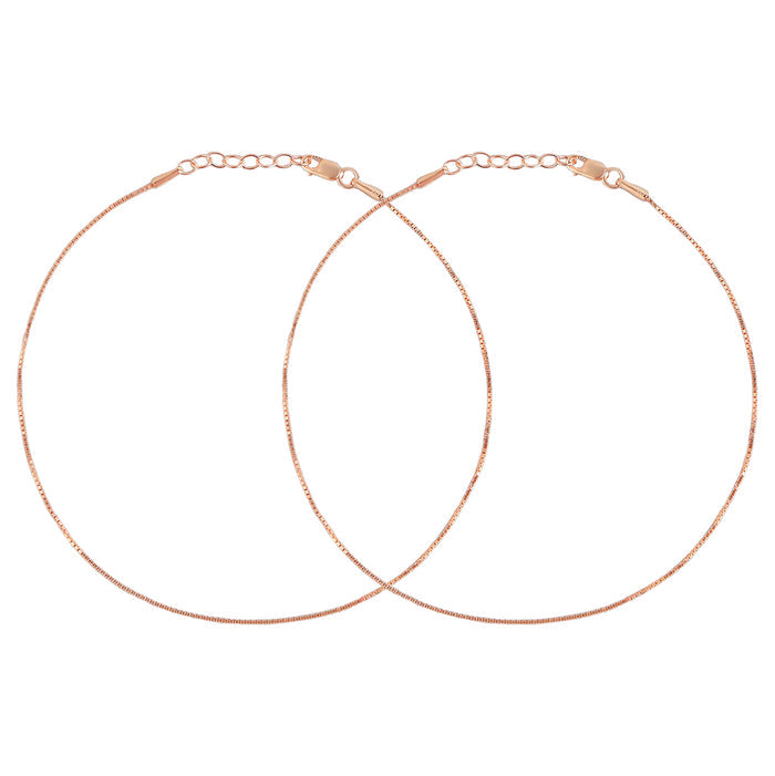 Enchanting Rose Gold Plated 925 Sterling Silver Box Chain Anklet