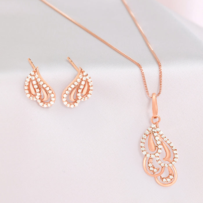 Enchanting Rose Gold Plated 925 Sterling Silver Jewelry Set