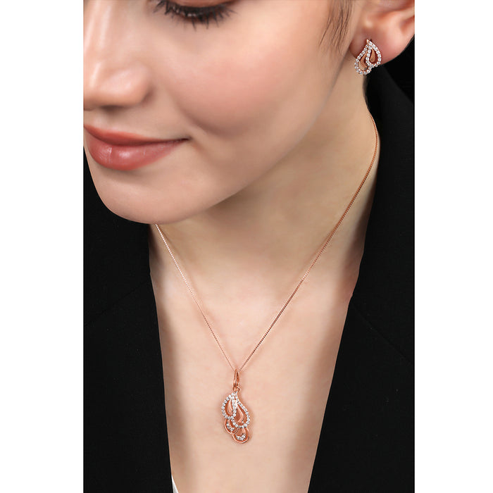 Enchanting Rose Gold Plated 925 Sterling Silver Jewelry Set
