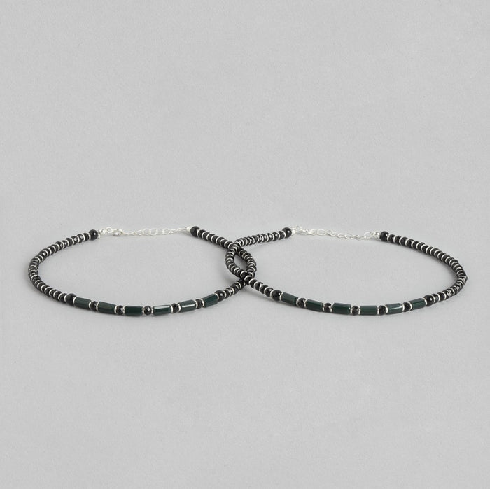 Enchanting Shadows Rhodium Plated 925 Sterling Silver Anklet