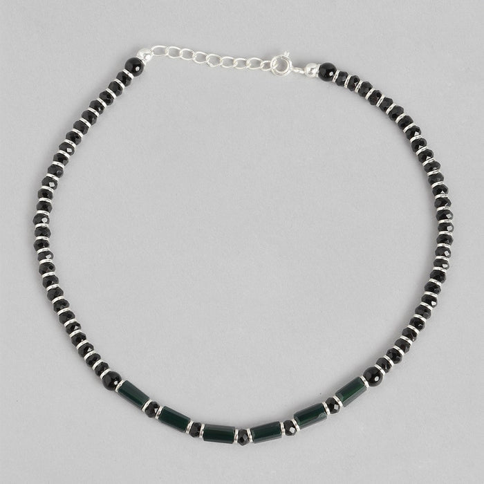 Enchanting Shadows Rhodium Plated 925 Sterling Silver Anklet
