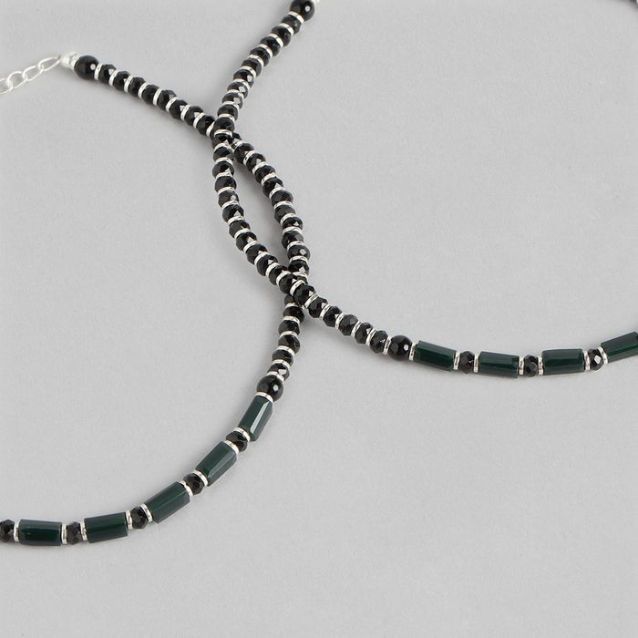Enchanting Shadows Rhodium Plated 925 Sterling Silver Anklet