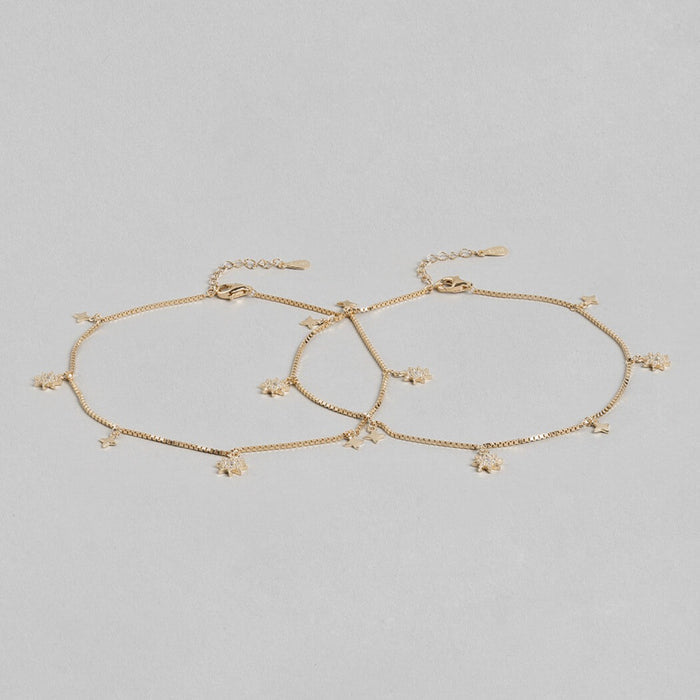 Enchanting Star 925 Silver Anklets In Rose Gold