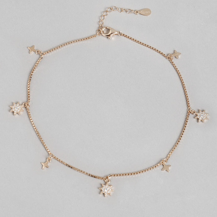 Enchanting Star 925 Silver Anklets In Rose Gold