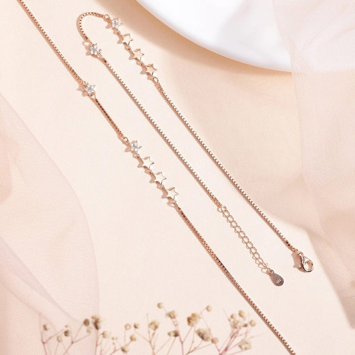 Enchanting Star Rose Gold Plated 925 Sterling Silver Anklets
