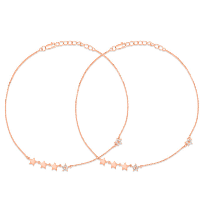 Enchanting Star Rose Gold Plated 925 Sterling Silver Anklets