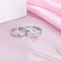 Enchanting Unity Rhodium-Plated 925 Sterling Silver Couple Ring (Adjustable)